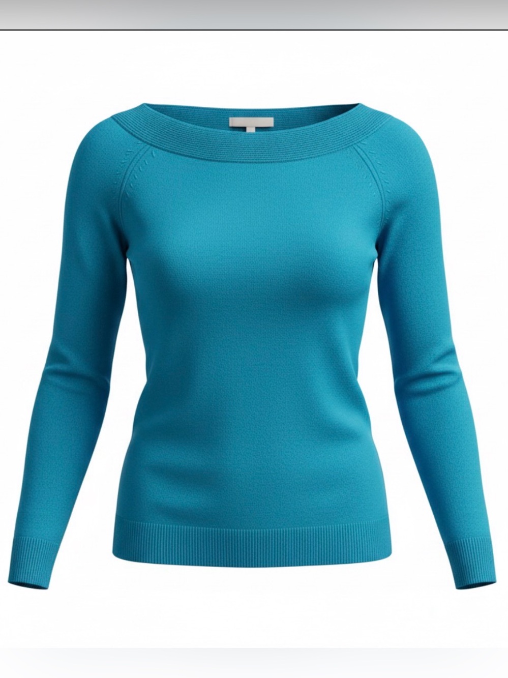 Esprit Y2K Long-Sleeve Knit Sweater with Boatneck in Teal size medium